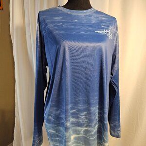 NWOT - reel life Fishing or Beach Shirt - Water Design